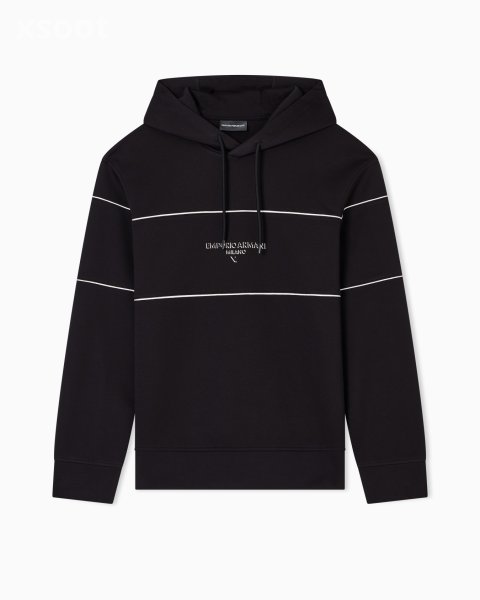 Double-jersey hooded sweatshirt with 3D-effect logo