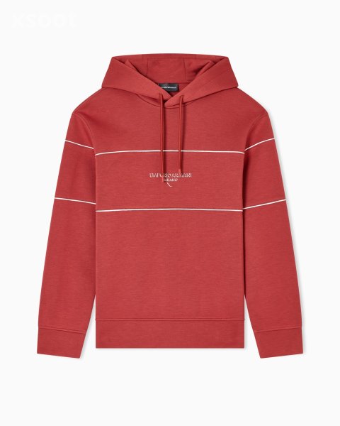 Double-jersey hooded sweatshirt with 3D-effect logo