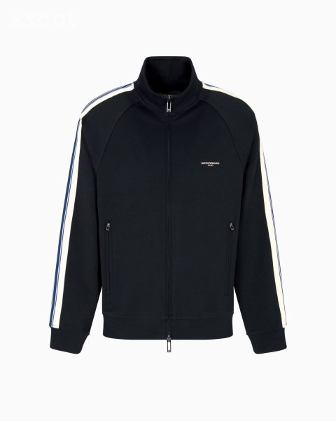 ASV full-zip sweatshirt in jersey with contrasting bands