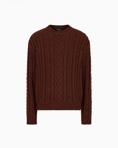 Cable-knit jumper in a wool and lurex blend