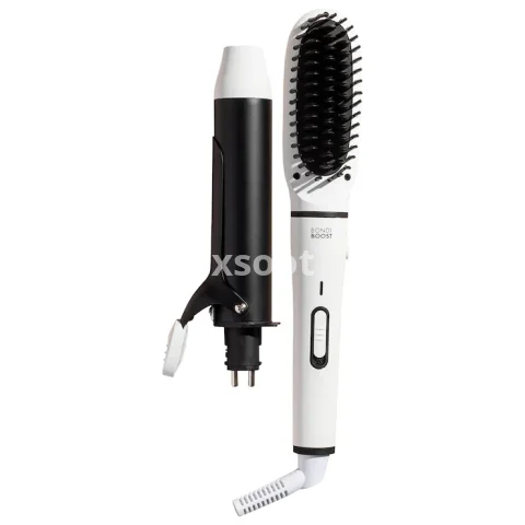 Mini Interchangeable 2-in-1 Hair Straightener Brush and Curling Iron