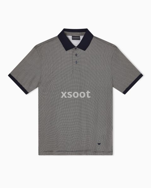Polo shirt in lyocell blend jersey with all-over micro pattern print