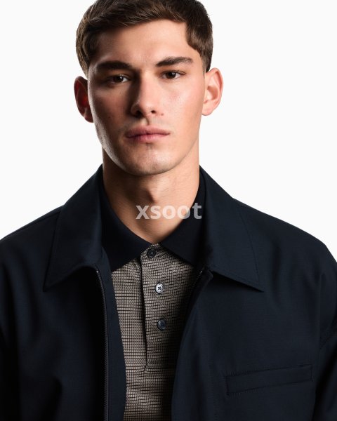 Polo shirt in lyocell blend jersey with all-over micro pattern print