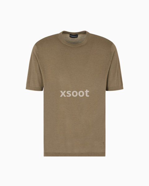 Short-sleeved jumper in a seamless plain-knit virgin wool