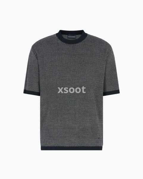 Virgin-wool jumper with two-tone jacquard micro motif