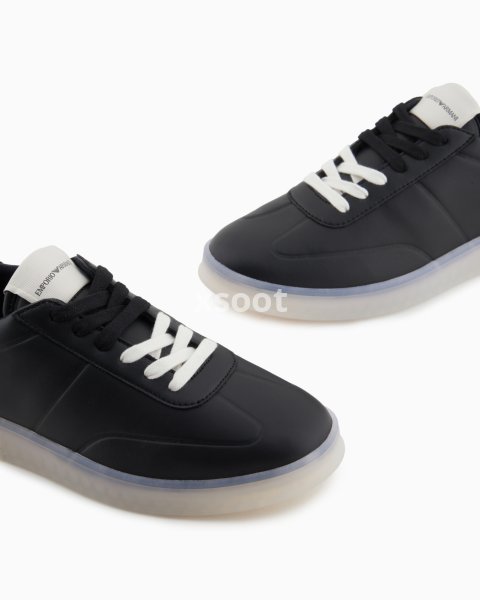 Leather sneakers with semi-transparent sole
