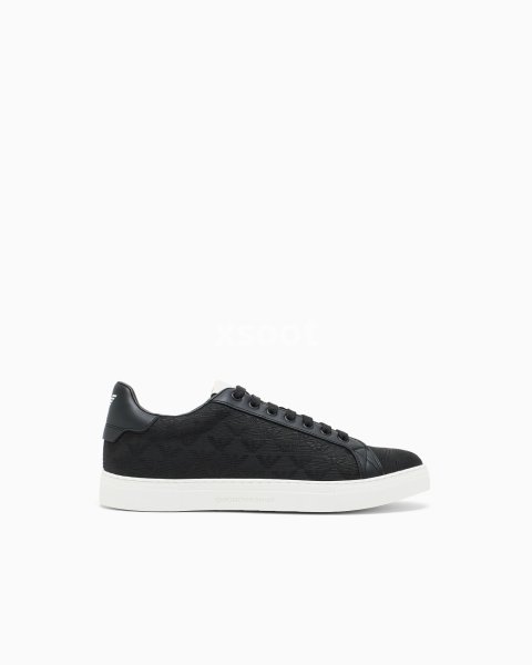 Nylon sneakers with jacquard all-over eagle