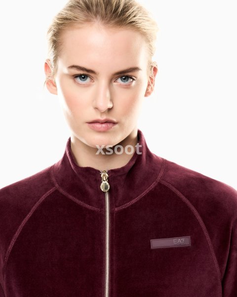 Athletic Velour zip-up sweatshirt in stretch chenille