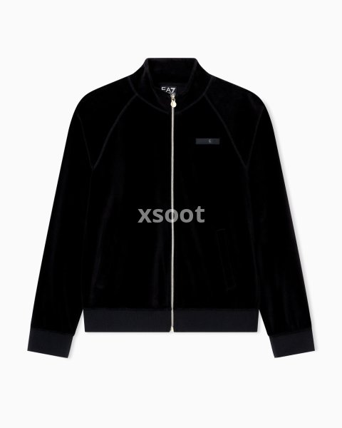 Athletic Velour zip-up sweatshirt in stretch chenille