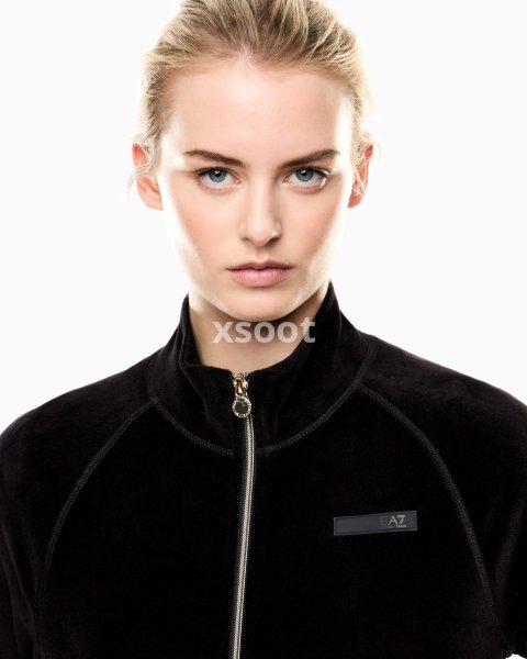 Athletic Velour zip-up sweatshirt in stretch chenille