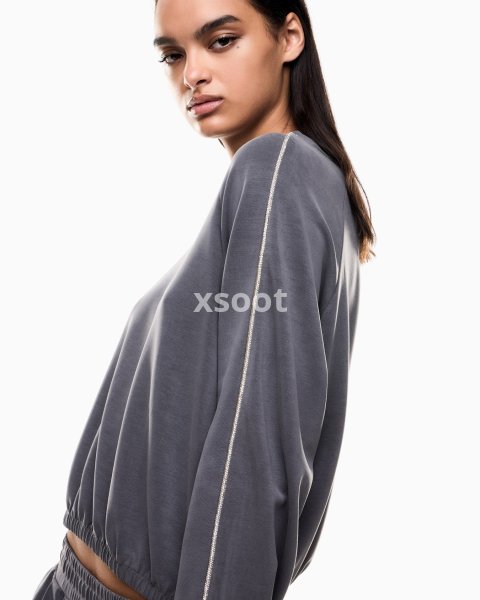 Precious crew-neck sweatshirt in stretch modal interlock