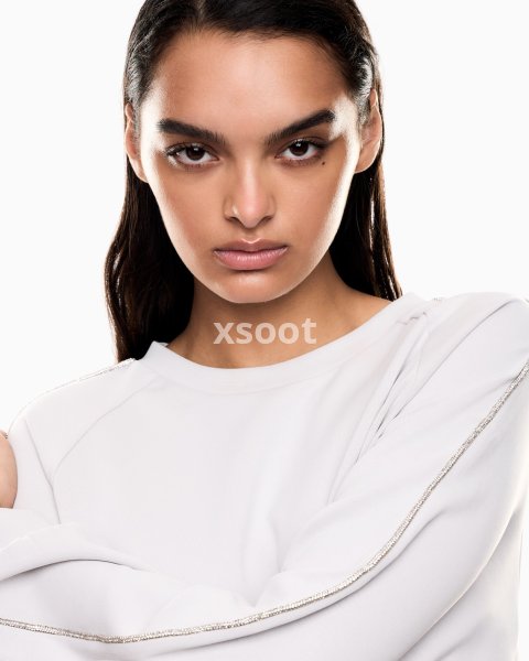 Precious crew-neck sweatshirt in stretch modal interlock