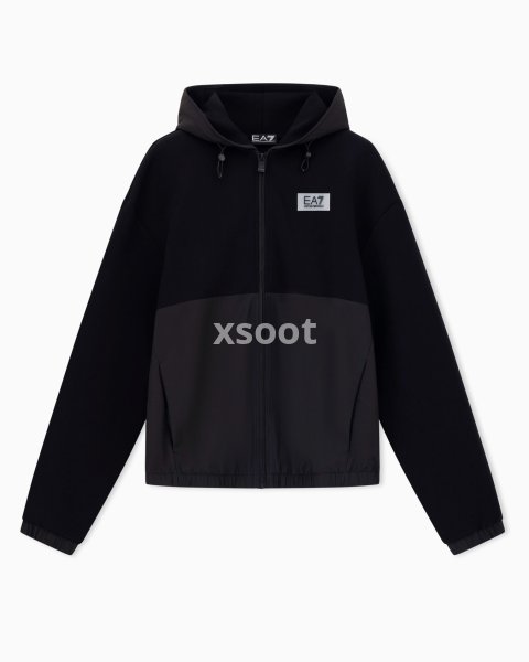 Contemporary Sport hooded sweatshirt with scuba inserts