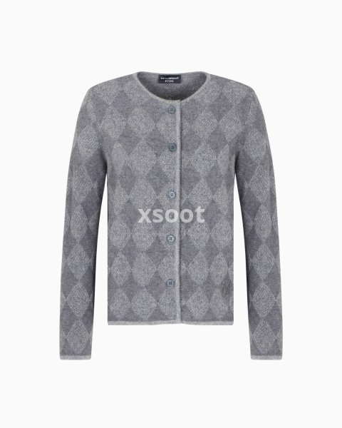 Icon wool-blend cardigan with plated diamond motif
