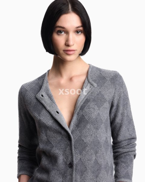 Icon wool-blend cardigan with plated diamond motif