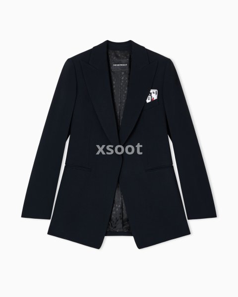 Single-breasted blazer in envers satin with Jeu de Cartes detail