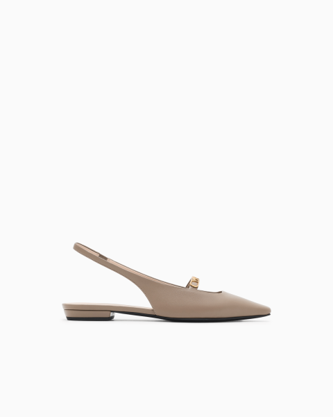 Nappa-leather slingback ballerinas with eagle plate