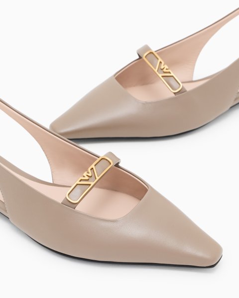 Nappa-leather slingback ballerinas with eagle plate