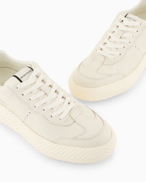 Chunky leather sneakers with gold back