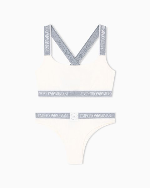 ASV Iconic organic-cotton bralette and Brazilian briefs set with logo band