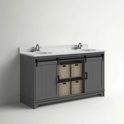 Braylen 60'' Double Bathroom Vanity with Vitreous China Top