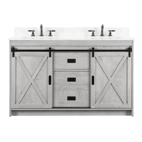 Jillian 54'' Double Bathroom Vanity with Engineered Stone Top