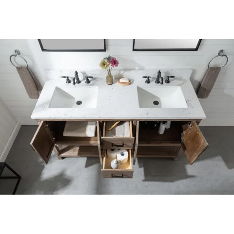 Marissa 60'' Double Bathroom Vanity with Quartz Top