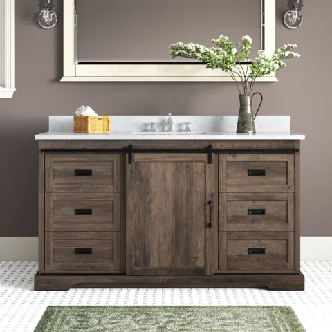 Cayden 60'' Single Bathroom Vanity with Engineered Marble Top