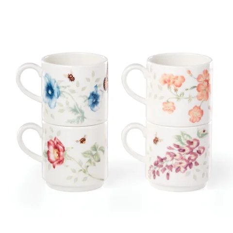 4 Piece Butterfly Meadow Stacking Mug Set