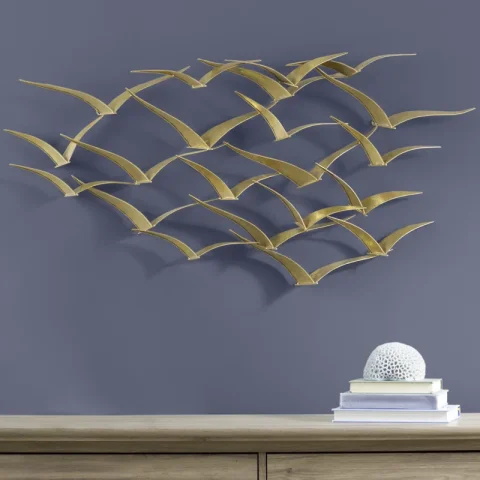 Gold Metal Bird Foiled Flying Home Wall Decor, 47" x 4" x 21"
