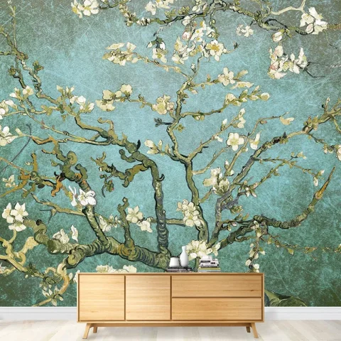 Almond Blossom Vincent Van Gogh, Floral Wall Mural, Vintage Boho Removable Contact Paper