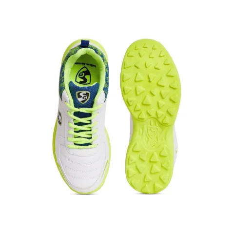 SG Savage Stud Cricket Shoes- White/Royal Blue/Lime