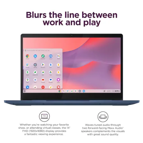 Lenovo - IdeaPad Slim 3 Chromebook 14" Full HD Laptop - MediaTek Kompanio 520 2022 - 4GB Memory - 64GB eMMC - Abyss Blue