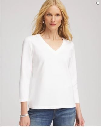 Women's chico's Cotton Stretch 3/4 Sleeve Tee