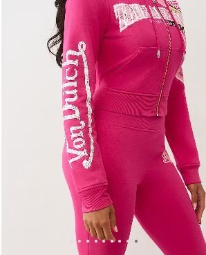 Women's True Religion X Von Dutch Crystal Shrunken Zip Hoodie