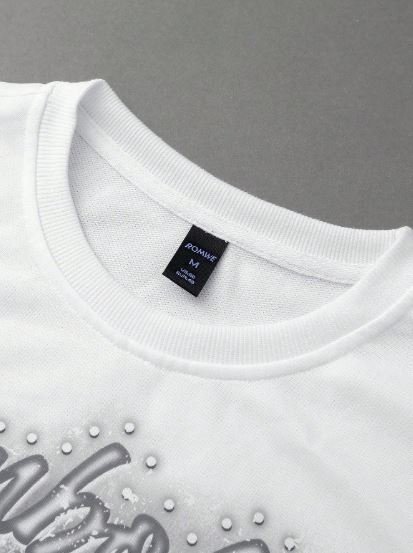 ROMWE MEN Teen Boy Letter & Cross Print Crew Neck Long Sleeve Pullover Sweatshirt