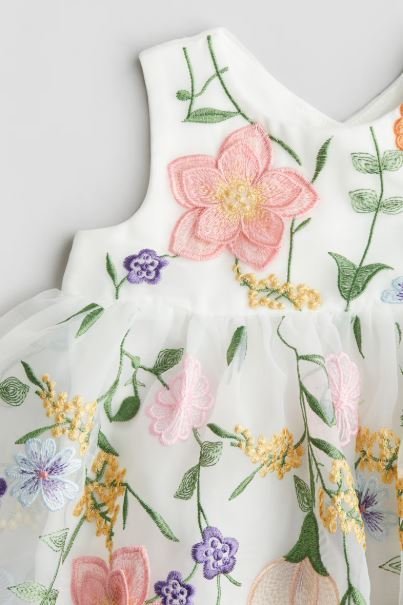Baby h&m Floral Embroidered Organza Dress