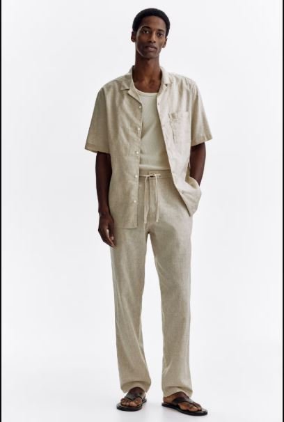 Men h&m Regular-Fit Linen-Blend Pants