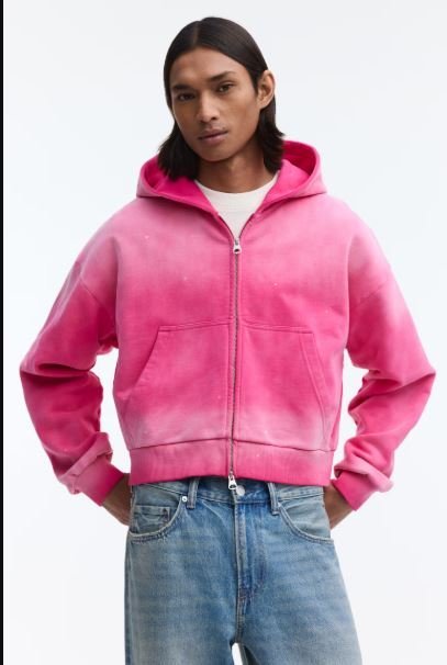 Men h&m Dark pink Oversized Hooded Jacket