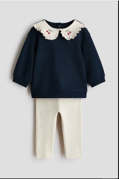 Baby h&m Light pink/flowers 2-Piece Top and Leggings Set