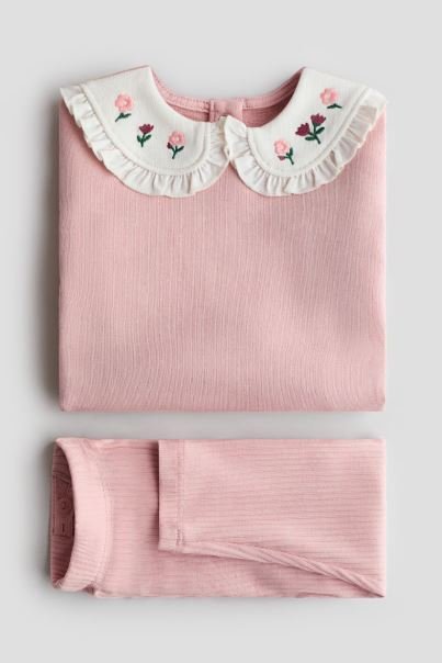 Baby h&m Light pink/flowers 2-Piece Top and Leggings Set