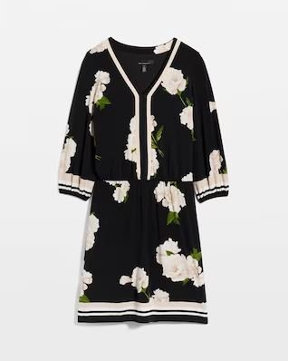 Women's white house black market neck Mini Dress in Black