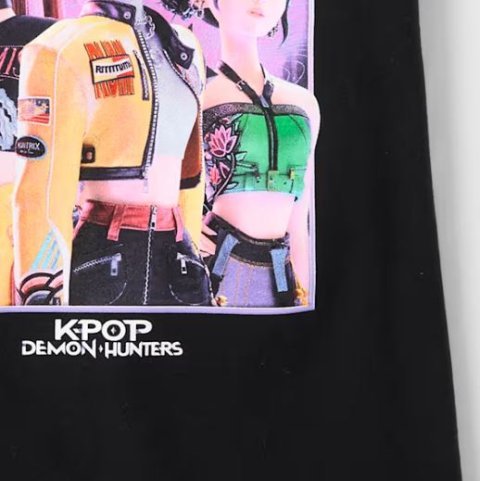 The Children's Place Girls K-Pop Demon Hunters Huntrix Graphic T-Shirt | Size Large (10/12) | Black | Cotton/Polyester